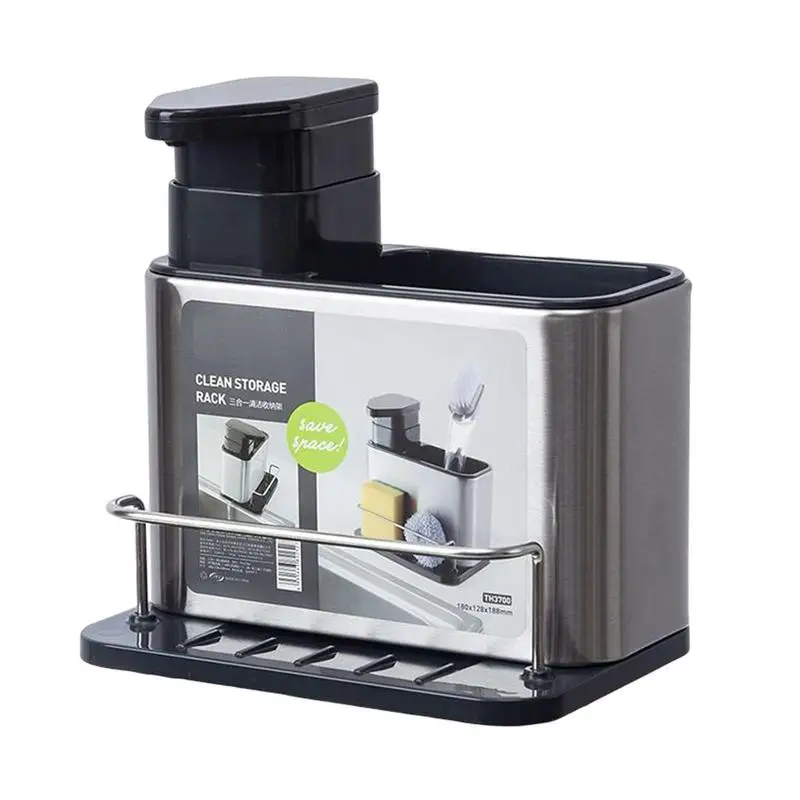 Dish Soap Dispenser for Kitchen Liquid Hand Soap Dispenser Pump Bottle Caddy with Storage Compartment Holds and Stores Sponges