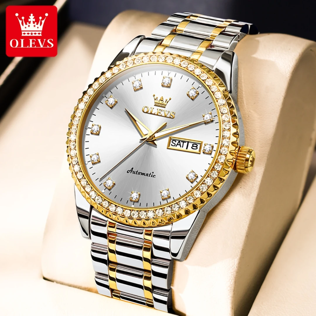 OLEVS 7003 модные механические часы подарок круглый циферблат ремешок для часов из