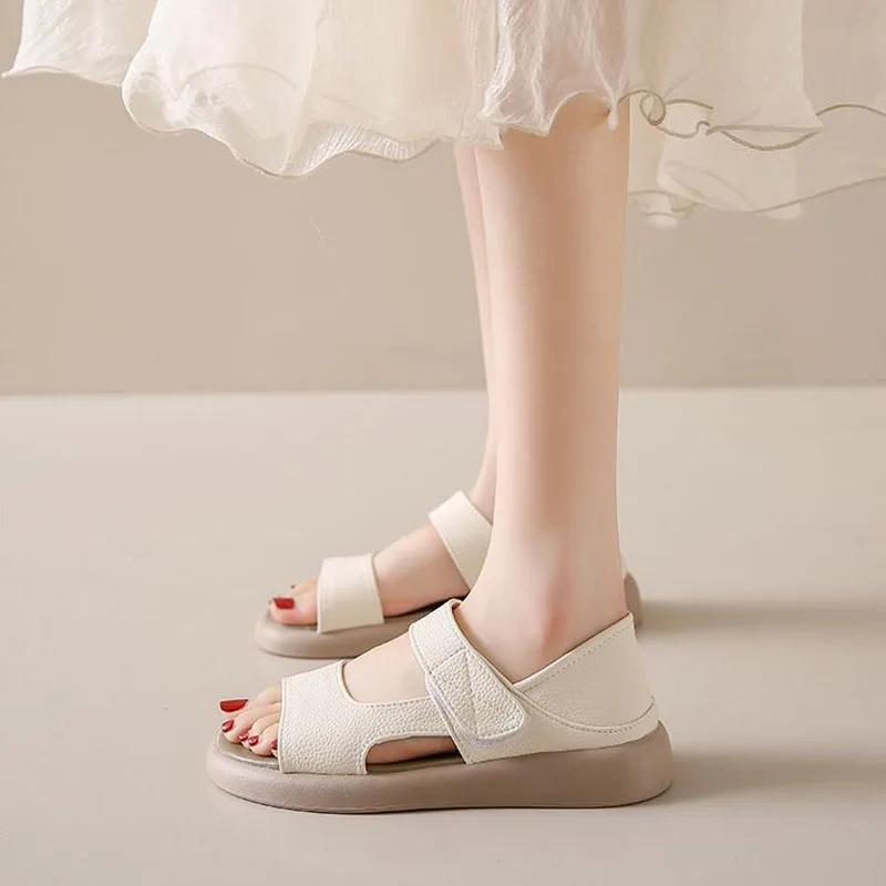 Женские сандалии размера плюс летние роскошные мягкие кожаные новый дизайн