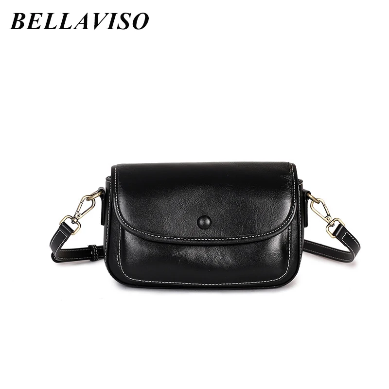 

BellaViso Women's Top Layer Vegetable Tanned Cowhide Messenger Shoulder Bag Lady's Versatile Genuine Leather Satchels SZLF-083
