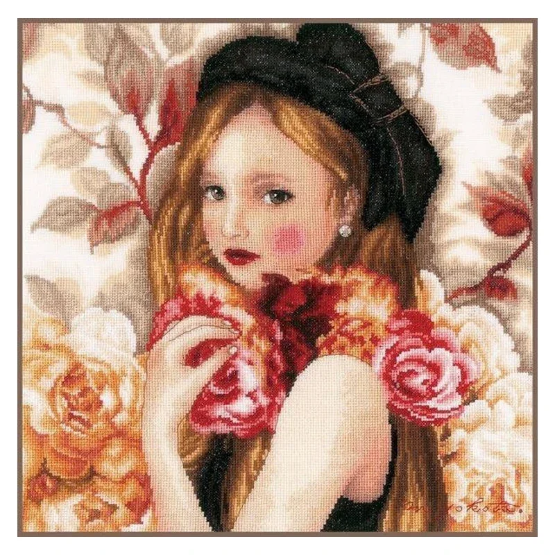 Amishop Высшее качество наборы для вышивки крестиком роза девочка прекрасные