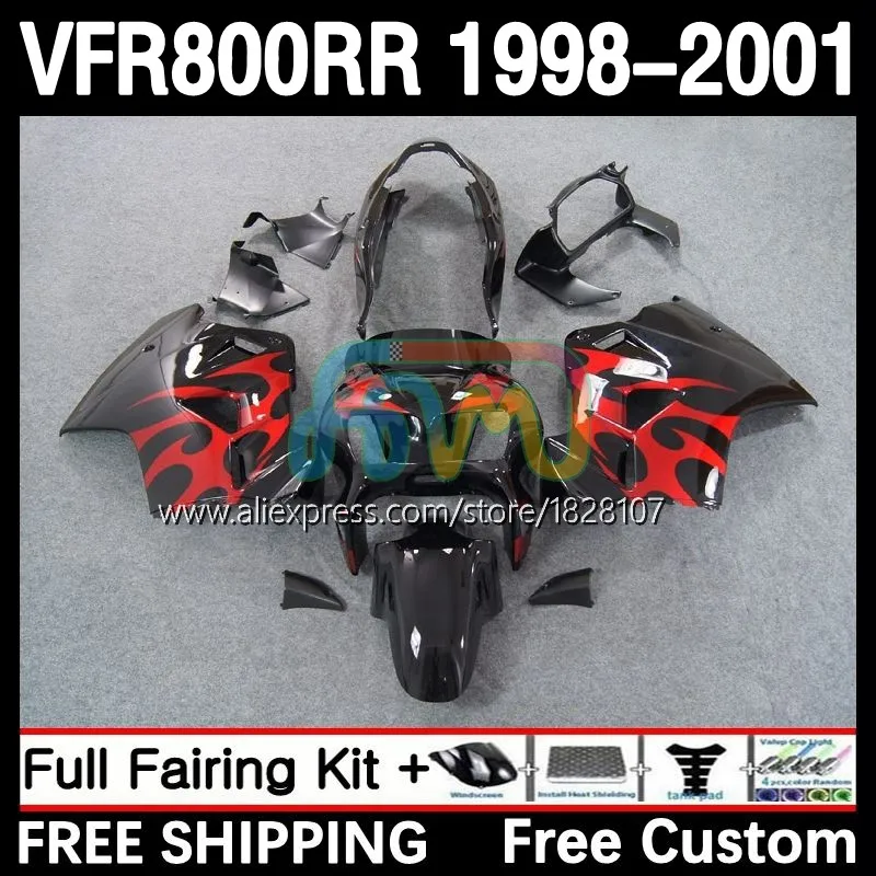 

Обтекатель для HONDA перехватчик VFR800RR VFR 800RR 800 28No.2 VFR800 RR 98 99 00 01 VFR-800 1998 1999 2000 корпус с красным пламенем