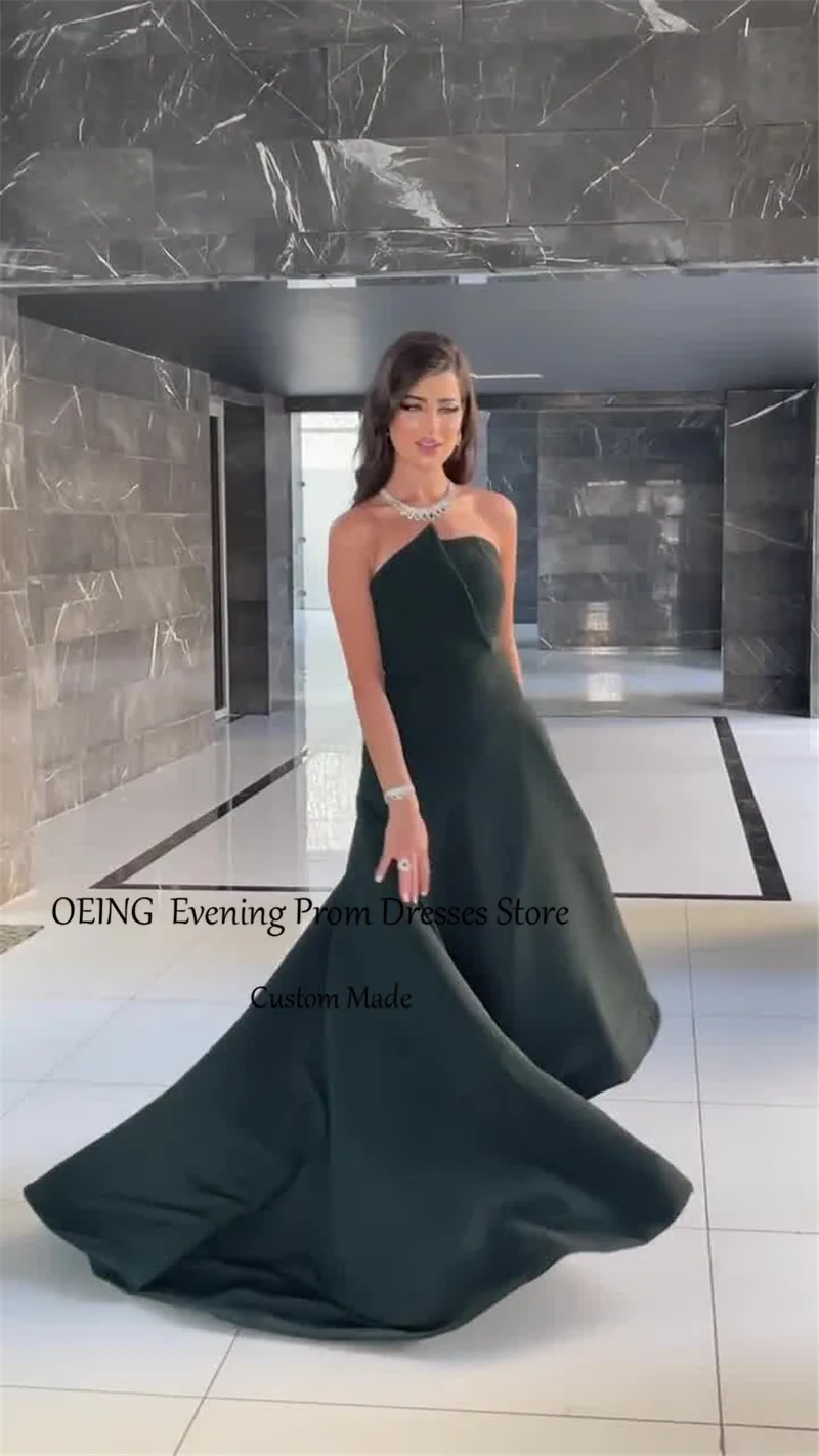 Купи OEING Dark Green Mermaid Long Evening Dresses Strapless Floor Length Arabic Women Floor Length Simple Event Prom Gowns за 4,586 рублей в магазине AliExpress