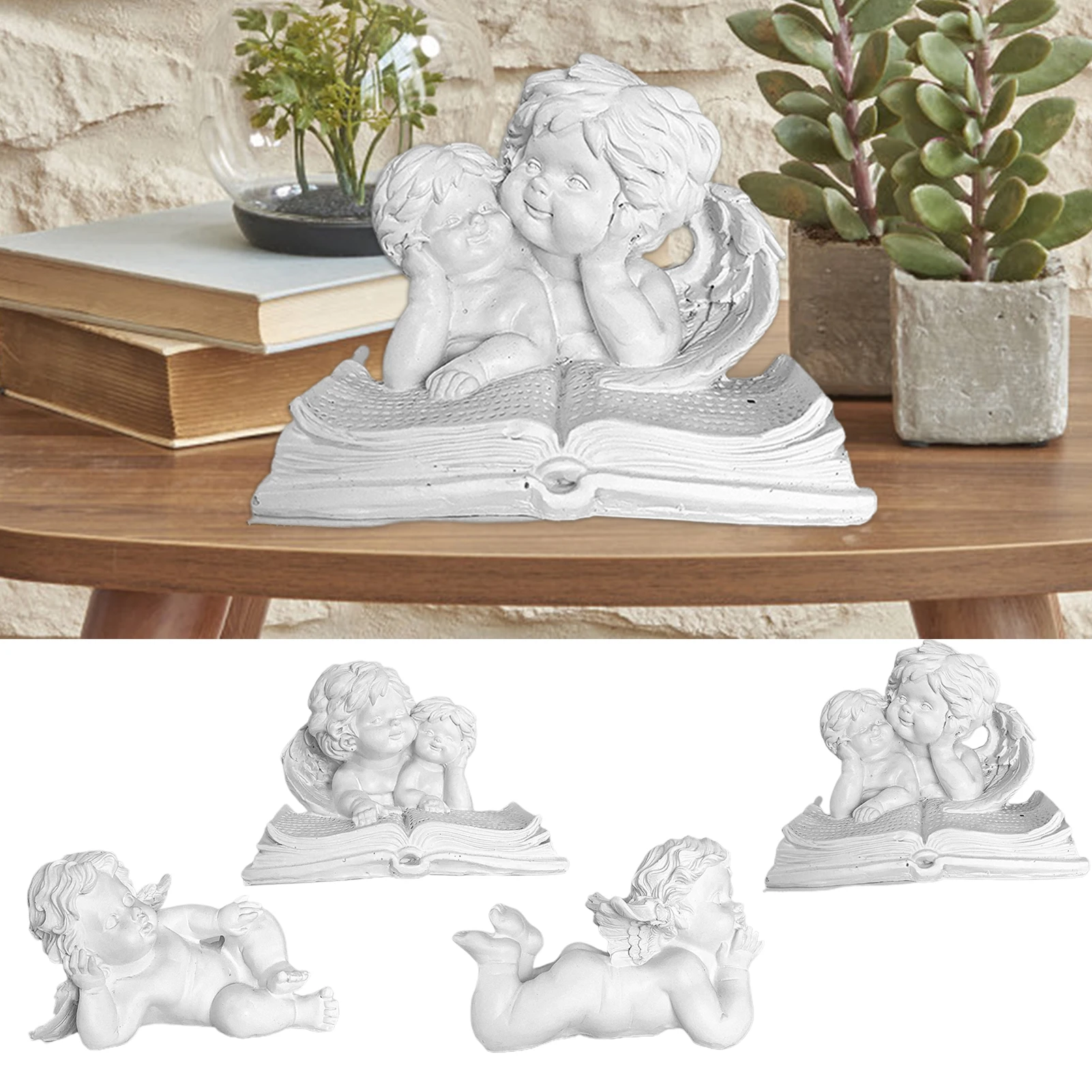

Мини-Статуэтка Cherub, статуэтка ангела из смолы, белая светящаяся статуэтка, поделки, Рождественский Декор, креативное настольное украшение