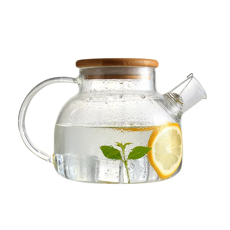 

Wood Lid Borosilicate Glass Tea Pot Office Flower TeaPot with Glass filter Directly Heating Kungfu-Tea Kettle H39