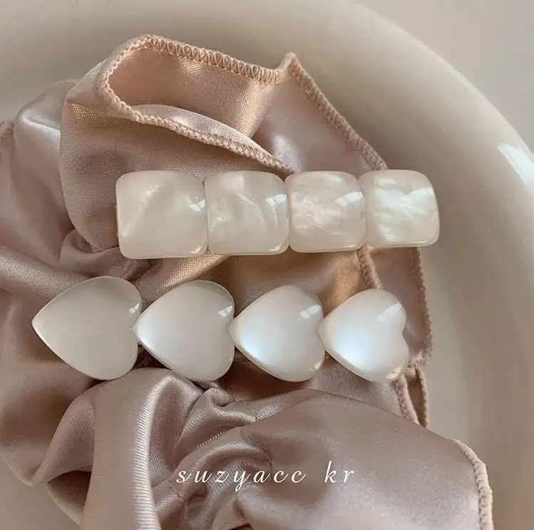 

Заколки для волос с квадратным сердечком и опалом для девочек