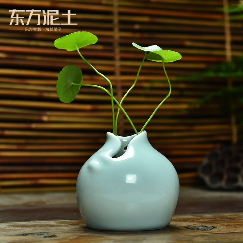 

Керамическая свежая пасторальная мини-гидропонная зеленая Кадка Маленькая ваза украшение сушеный цветок композиция обеденный стол Цветоч...