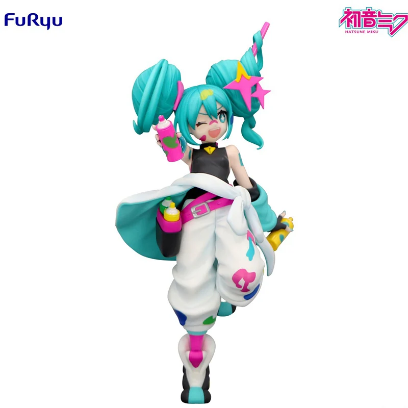 Фото В наличии FuRyu Trio-Try-iT Hatsune Miku ~Painting Girl Ver.~ ПВХ 19 см аниме фигурки модель коллекция игрушек №4
