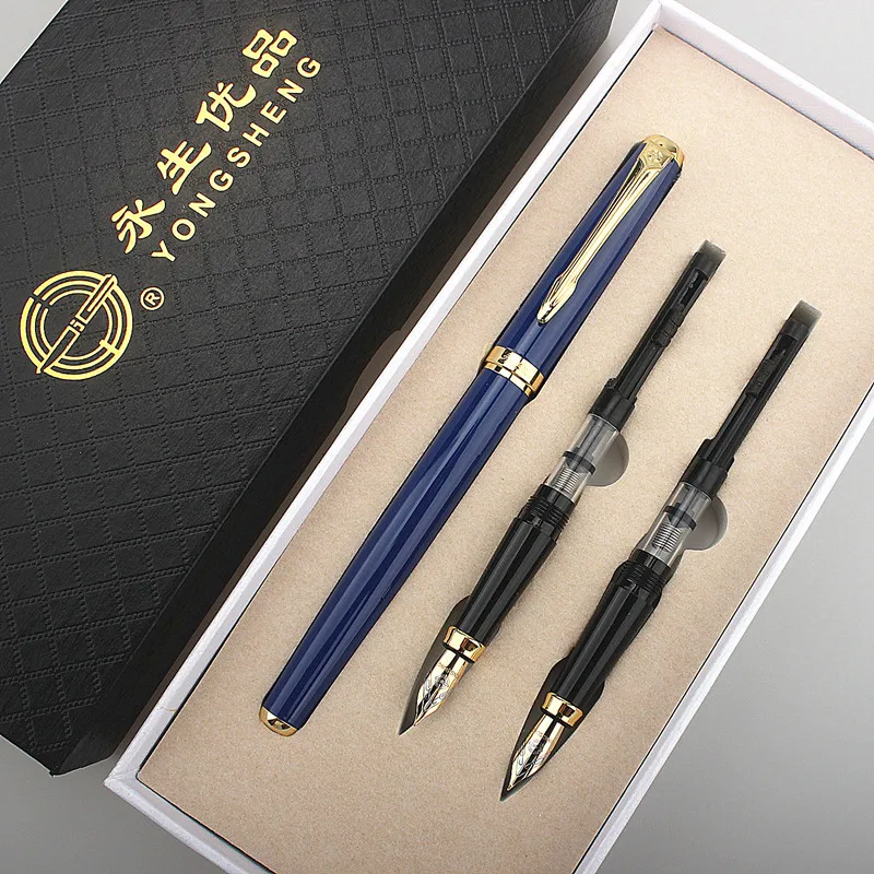 

3 In 1 Yongsheng Metal Fountain Pen Bent 1.0mm / Fine 0.5MM Nib Beautiful Roller ball pen Excellent Writing Pen Gift box