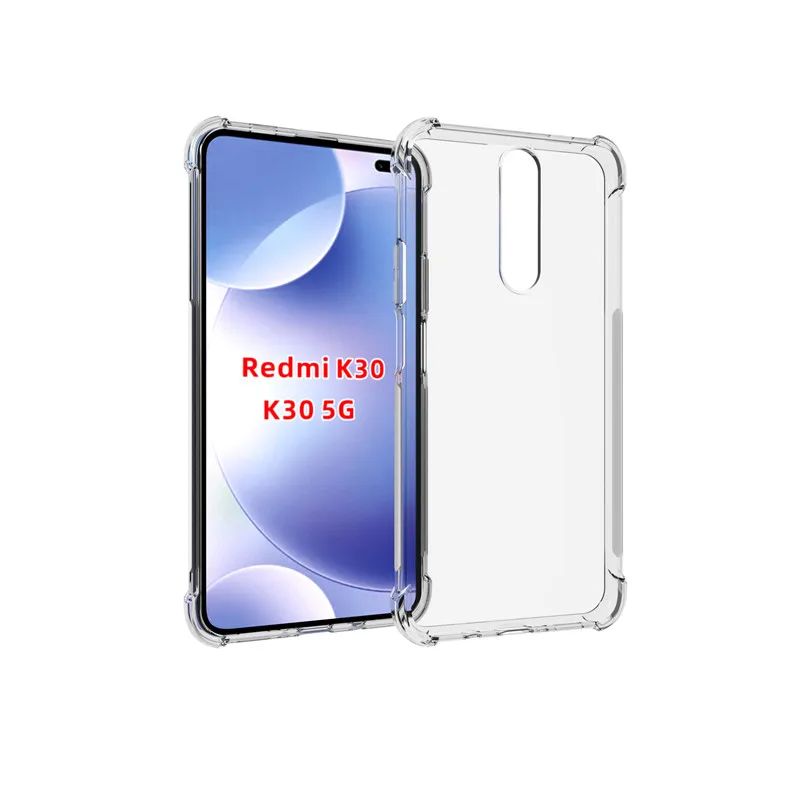 

Прозрачный чехол для Xiaomi Redmi K30, чехол для телефона, полноразмерный чехол из ТПУ с четырьмя углами, защита от падения, мягкий силиконовый защи...