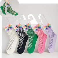 new rainbow lace silver star socks for womens fishnet socks summer ankle dress hollow out socks high nylons 5 pairs10pcs
