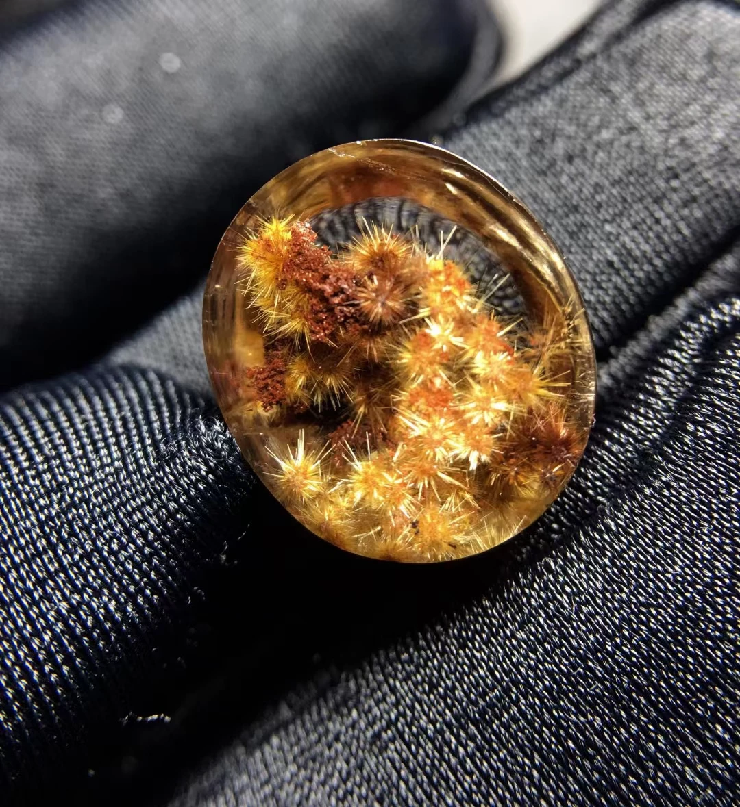 Натуральное золото рутилированный кварц подвеска в виде солнечного цветка