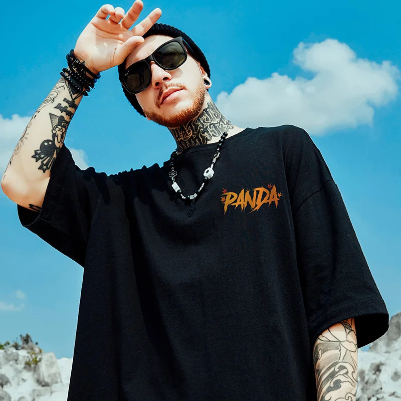 Abfer 2022 футболка в стиле хип-хоп китайском свободная Мужская с рисунком панды