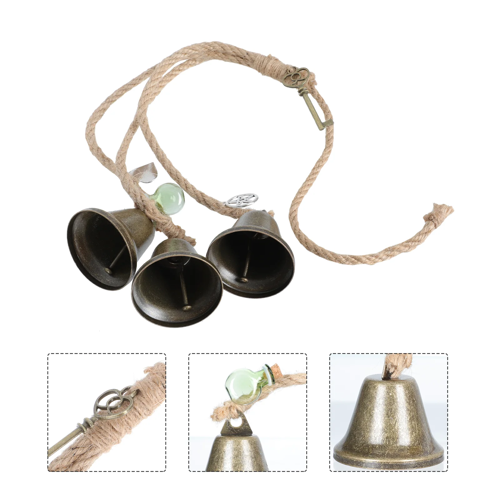 

1 шт. уникальный подвесной декор, декоративный Железный колокольчик, пеньковый веревочный колокольчик, подвесной Декор