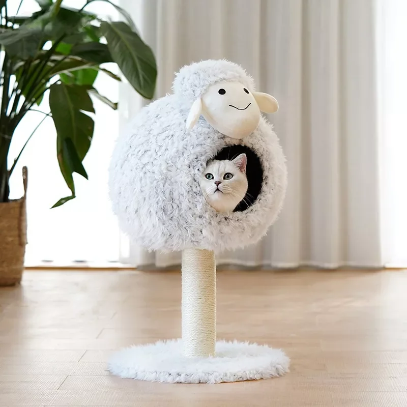 

NEW2022 Scratching Posts Warm Winter Fleece Pet Sleeping House Cats Sisal Scratch Pole