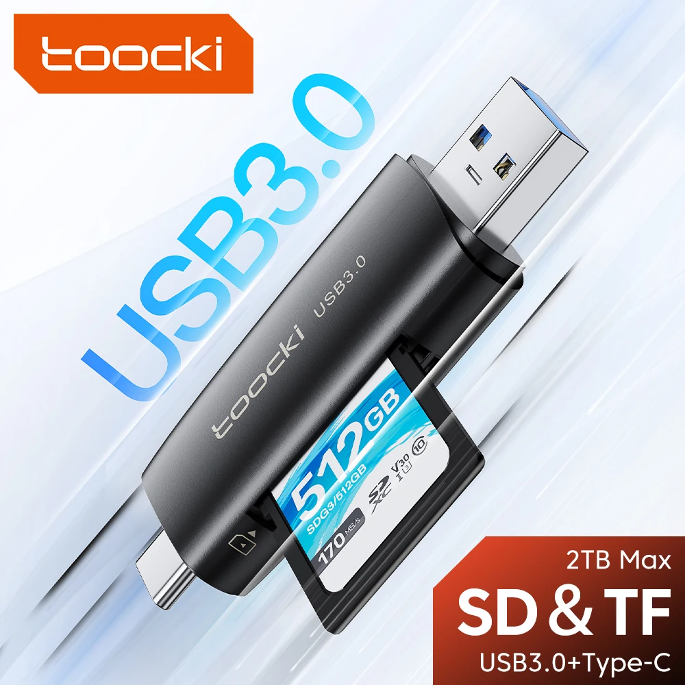 

Toocki USB 3.0 card reader USB C to Micro SD TF memory card adapter, suitable for Macbook PC laptop accessory TF/SD card reader
