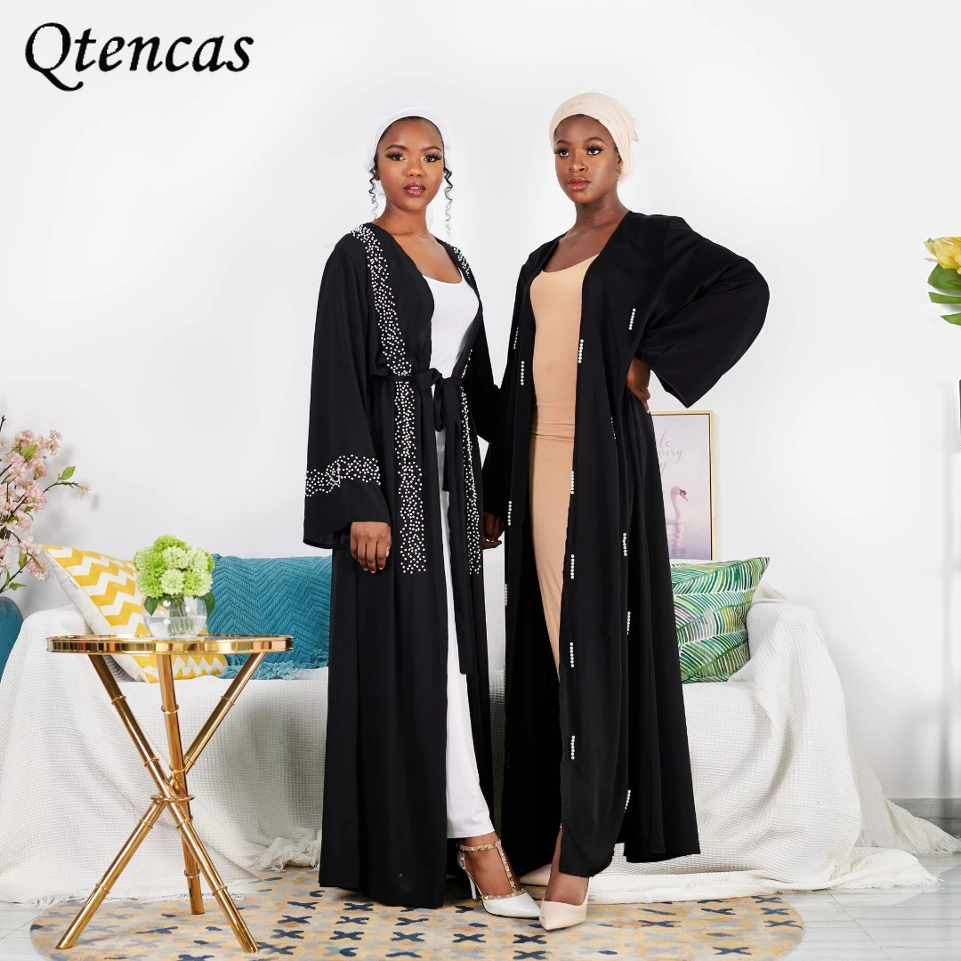 Рамадан открытая Абая Дубай черный Турция мусульманские модные абаи для женщин хиджаб платье ислам одежда кафтан Халат длинный женский