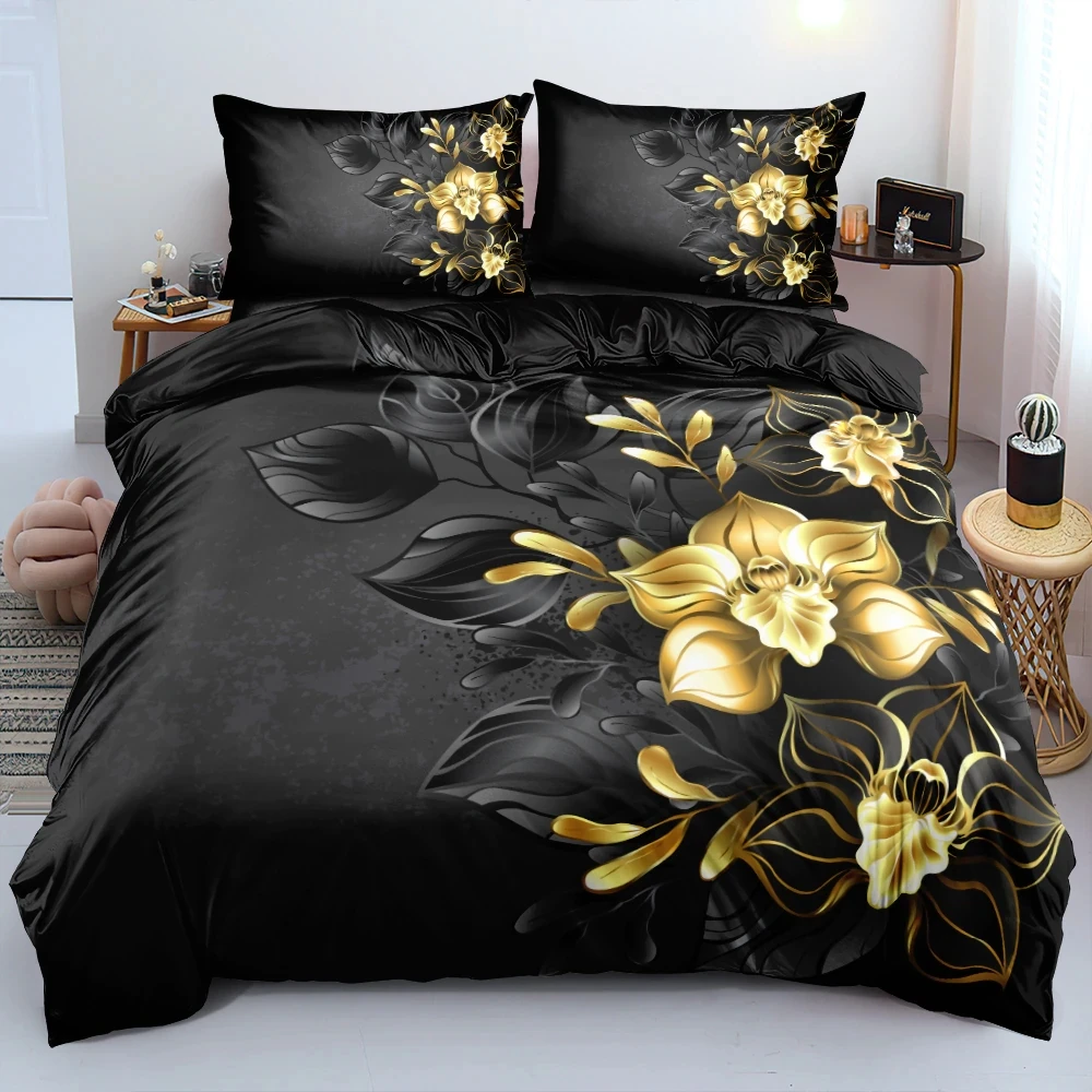 3D Design Flowers Duvet Cover Sets Bed Linens Bedding Set Quilt/Comforter Covers Pillowcases 220x240 Size Tropical Home Texitle
