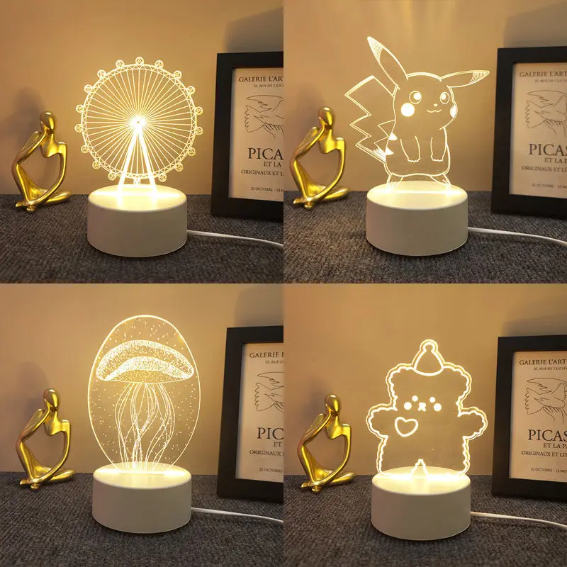 

Anime 3d Night Lights Bulbasaur Charizard Squirtle Mewtu LED desk lamp Action Figure Decor Home Figma Doll Gift Toy