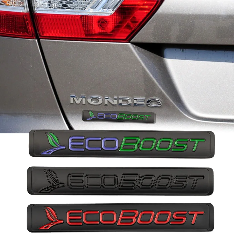 Ecoboost Logo Emblem Metal Fender Trunk Sticker for Ford Mustang Focus 2 3 MK Mondeo Kuga Edge Escape Ranger Car Accessories