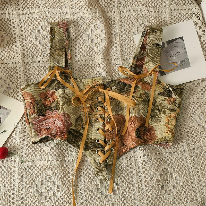 

Женский короткий топ на бретелях, летний модный дизайнерский Топ во французском стиле с цветочным принтом, 2023