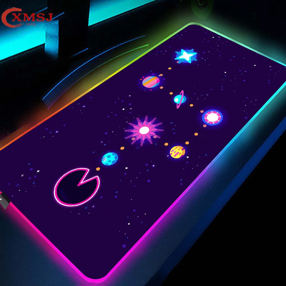 

RGB Space Mouse Pad LED Color Light Computer Desk Pad Waterproof Gaming Accessories Keyboard Carpet XXL40x90 Mouse Pad CSGO LOL