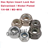 23510203050 pcs 148 m2m16 galvanized hex nylon insert lock nut nickel plated self locking locknut carbon steel