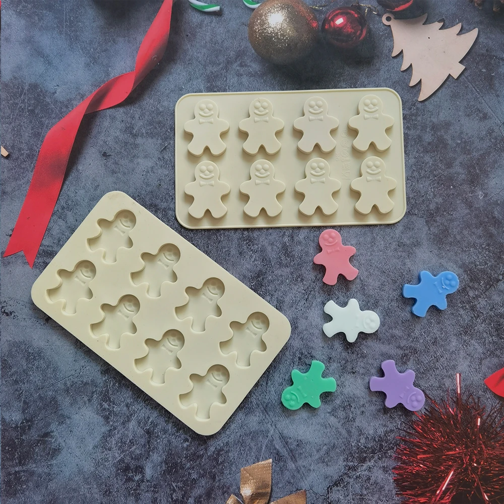 

Christmas Shape Silicone Chocolate Mould Non-stick Fondant Cookie Baking Trays Xmas Trees Candy Gingerbread Man Gift Mold Tools