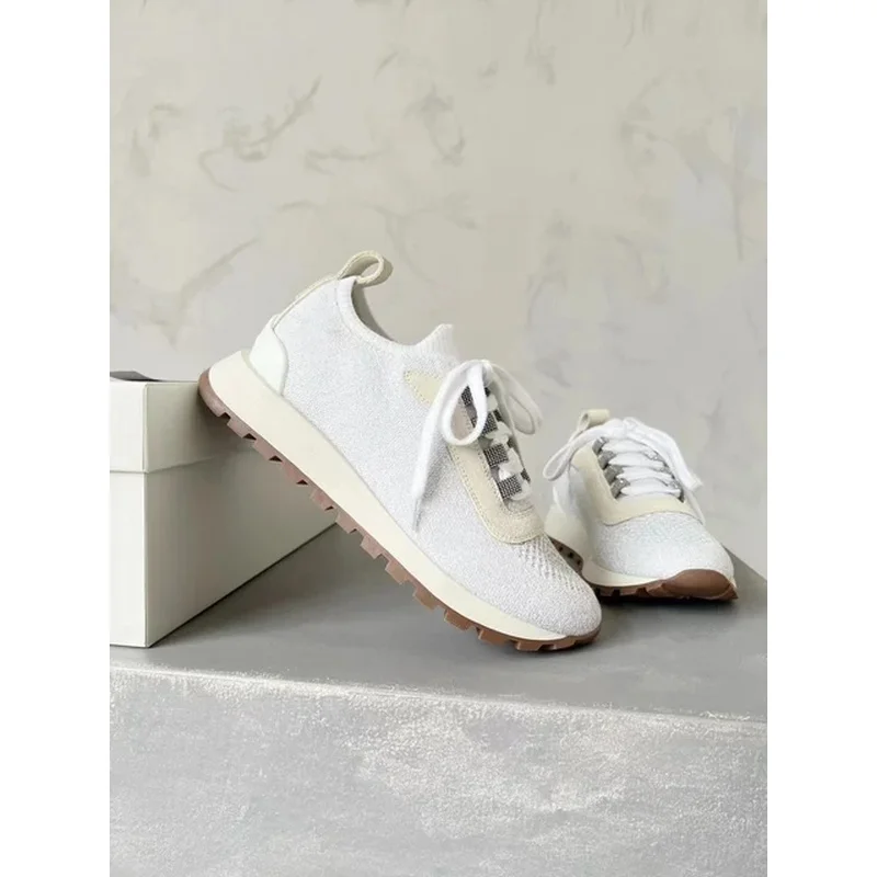 Женская футболка с круглым носком повседневная спортивная обувь вязаными