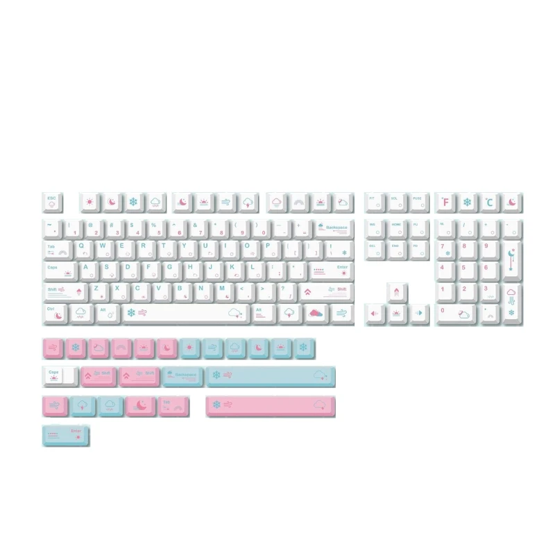 

132 Keys Customized Weather Theme Key PBT Dye Subbed Keycap XDA Profile Key Cover for Mechanical Keyboard GK61 SK61