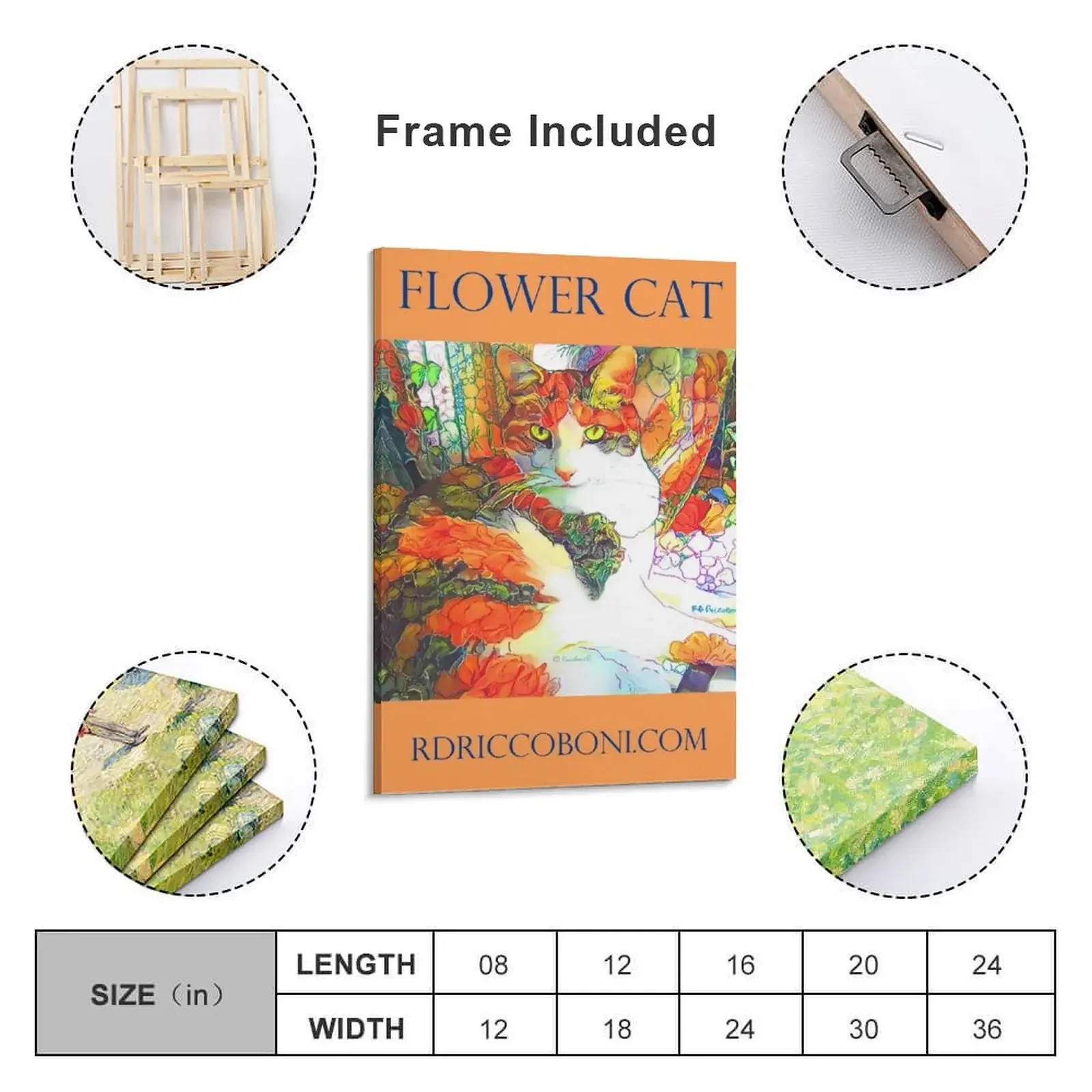 Картина &quotЦветочный кот&quot RD Riccoboni печать на холсте