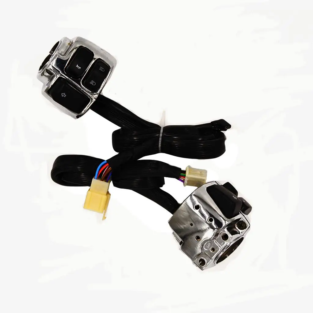 

2x Motorcycle 1" Handlebar Control Start Switch + Wiring Harness For