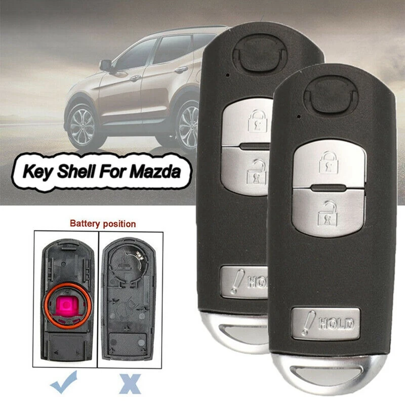 

2PCS Replacement 3Button Remote Key Fob Shell Case For Mazda 3 CX-3 CX-5 9 SKE13D-01