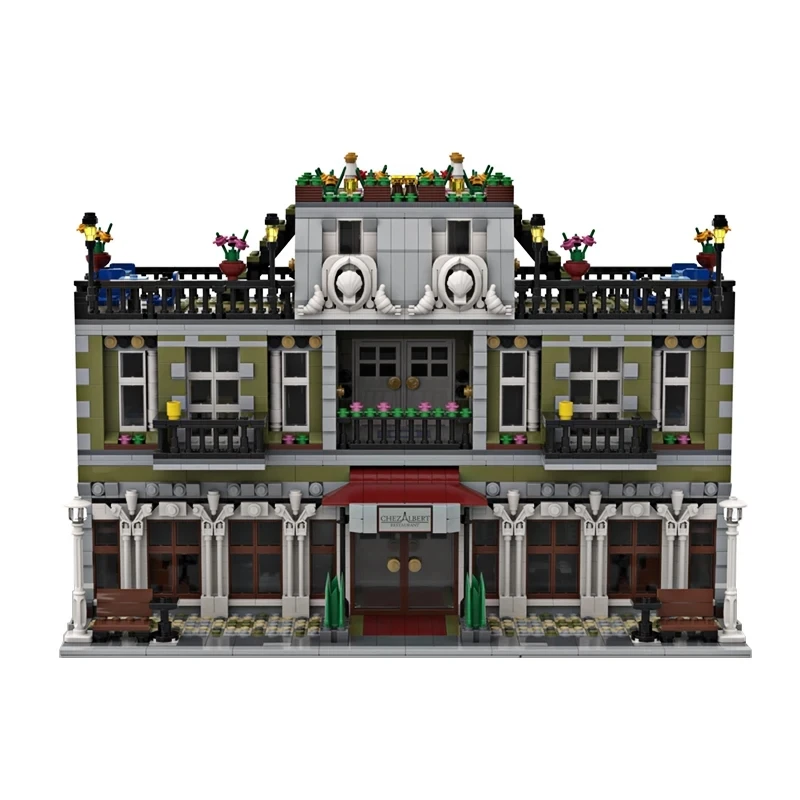 Фото Изготовленный новый MOC-121313 Парижский сад, совместимый с отелем 10243, модульные строительные блоки, кирпичи, головоломки, игрушки «сделай сам», подарки на день рождения для мальчиков №3