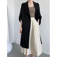women's Windbreaker coat  thin 2022 new spring fashion medium length lace up over the knee coat