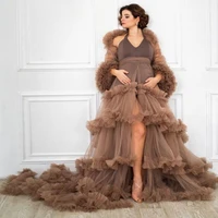 plus size fluffy tulle maternity dress for photo shoot lush extra puffy tiered pleat pregnancy gowns women birthday party robes