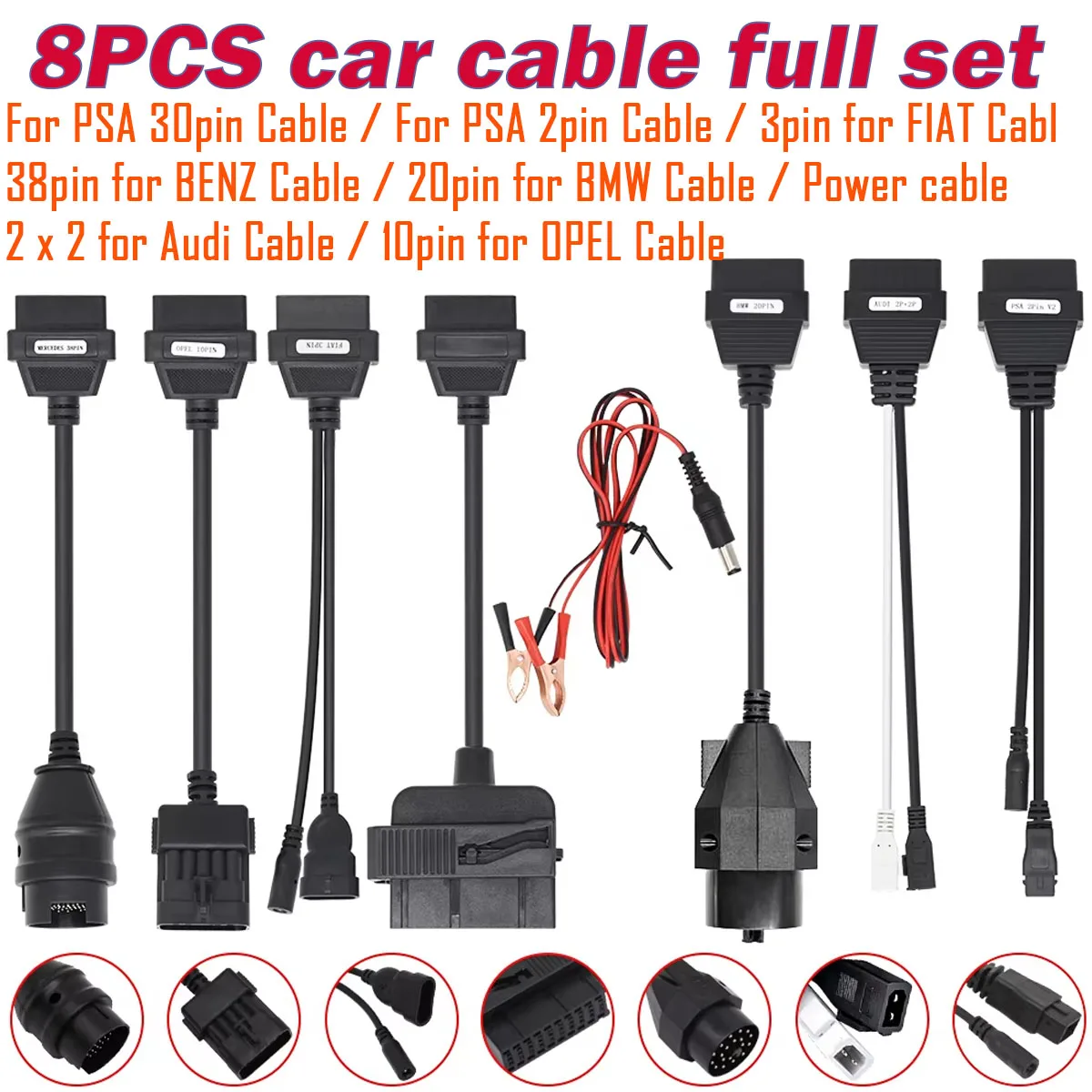 Полный набор 8 шт. автомобильных кабелей для TCS Pro Multidiag +/WOW Snooper/адаптер