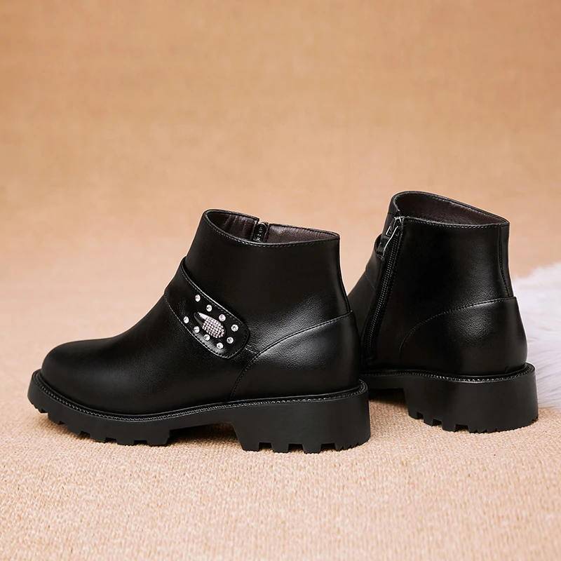 Winter Boots for Women  2023 New Snow Boots Women Genuine Leather Non-slip Women's Casual Booties Warm Chunky Boots Ladies