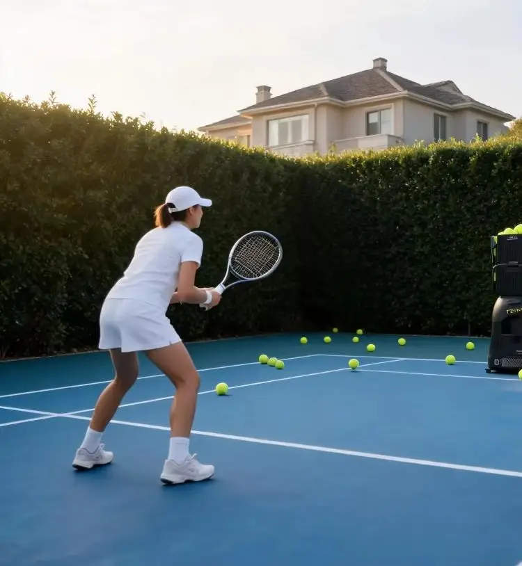 Фото Теннисный тренажер Tenniix с искусственным интеллектом, управление голосом, робот для тренировок, портативная машина для запуска теннисных мячей. №1