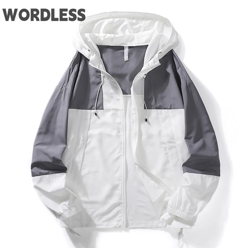 

Fashion 2023 Summer Quick Dry Men's Jackets Coats Windbreaker Sun Protection Patchwork Color Zipper Thin Summer Male Clothing