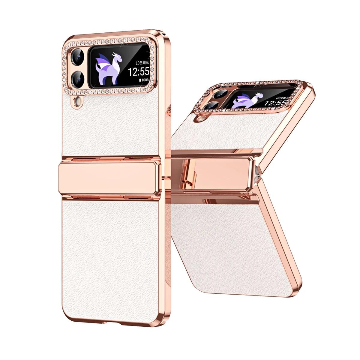 

Electroplating Plain Skin Phone Case for For Samsung Galaxy Z Flip 5 4 3 Flip5 Flip4 Flip3 5G Hinge Protection Anti-drop Cover