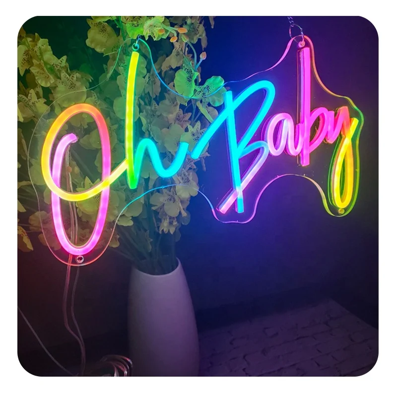 

Wholesale custom shopping mall wedding led neon logo factory direct sales custom oh baby neon signs