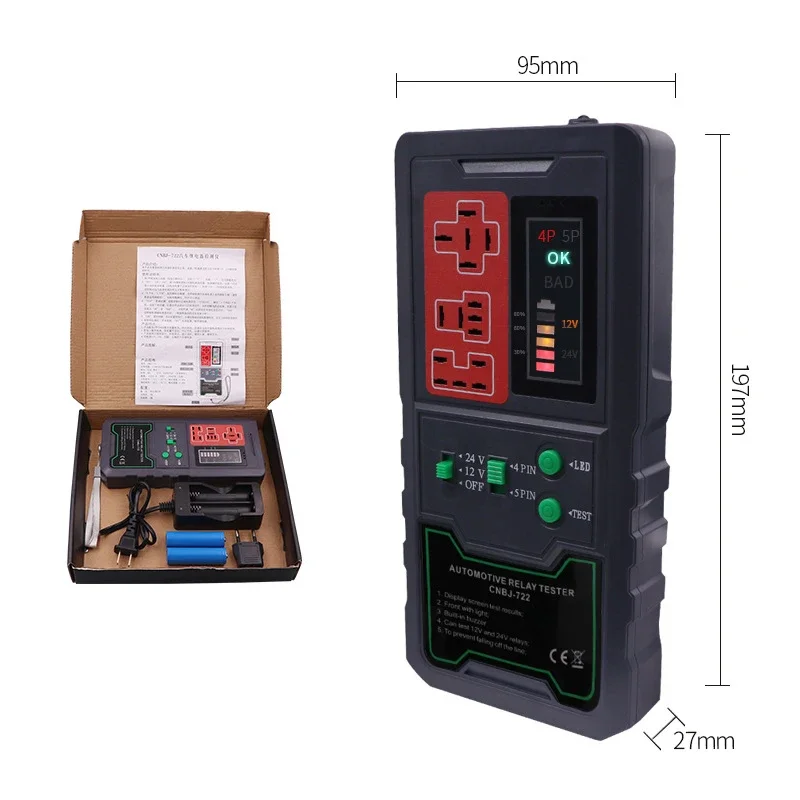 Автомобильный релейный детектор для реле 12 В 24 CE Прочный тестер со светодиодным