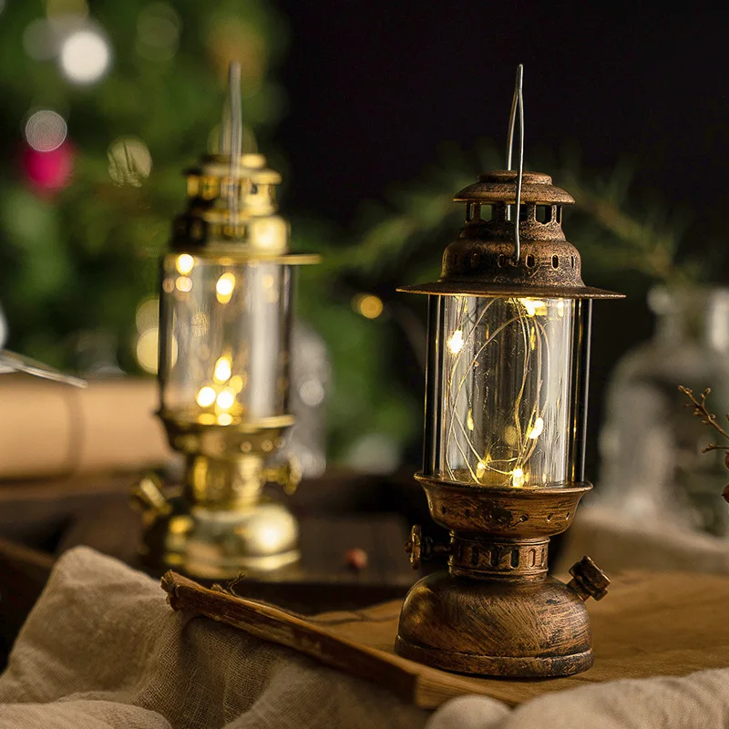 Рождественская светящаяся Электронная свеча в стиле ретро ветряная лампа