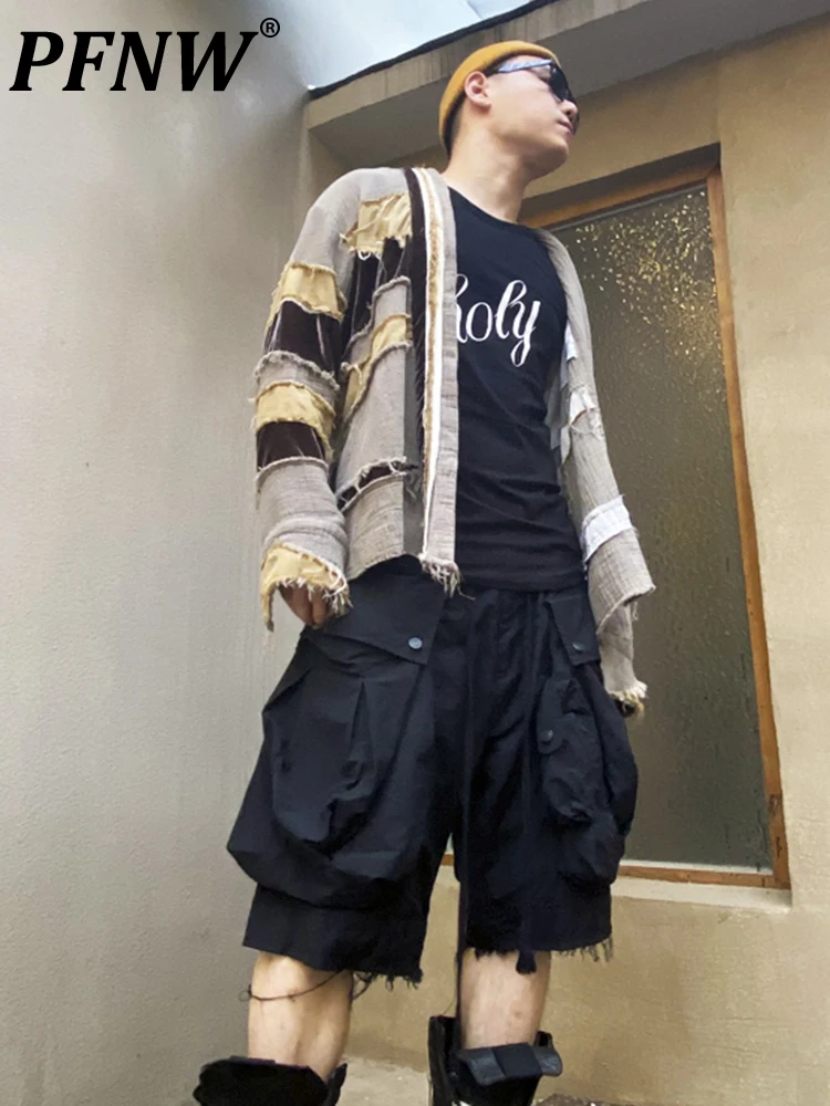 

PFNW Darkwear Retro National Fashion Tide Niche Velvet Linen Spliced Japanese Style Taoist Robe Men Autumn Casual Coats 12A4395