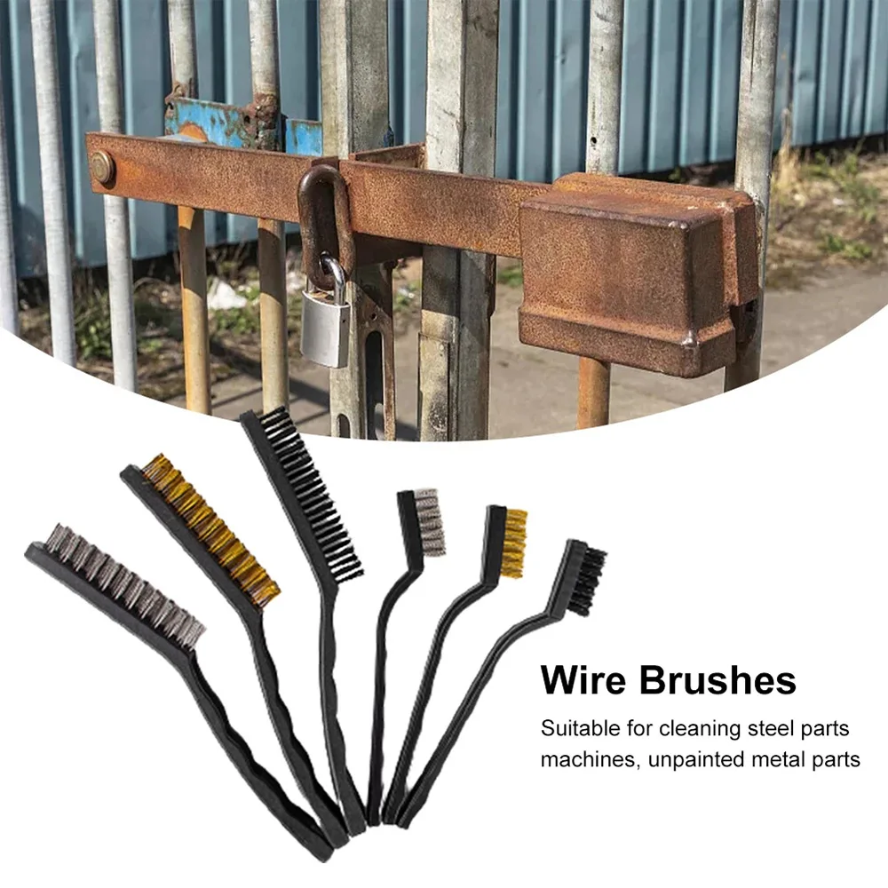 

6pcs 7'' 9'' Stainless Steel Wire Metal Cleaning Brush Brass Nylon Toothbrush Industrial Polishing Rust Removal Hand Tool