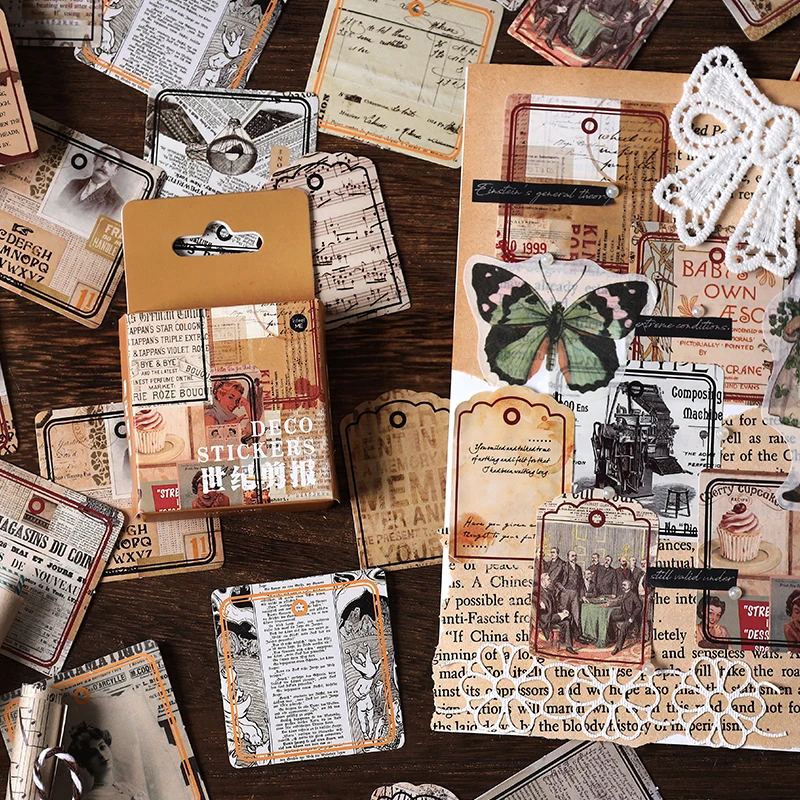 

46 шт., винтажные наклейки в коробке, 4 см