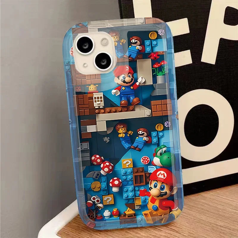 Anime Building M-Marios Phone Case For iPhone 16 15 14 13 12 11 Pro Max XS X XR 8 7 Plus SE 2020 Shockproof Silicone Back Cover