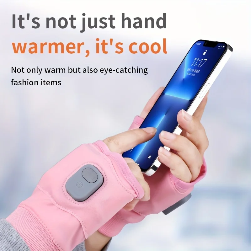 1800mAh Rechargeable Unisex Heated Gloves with Touch Screen Functionality - Elastic Fingerless Spandex