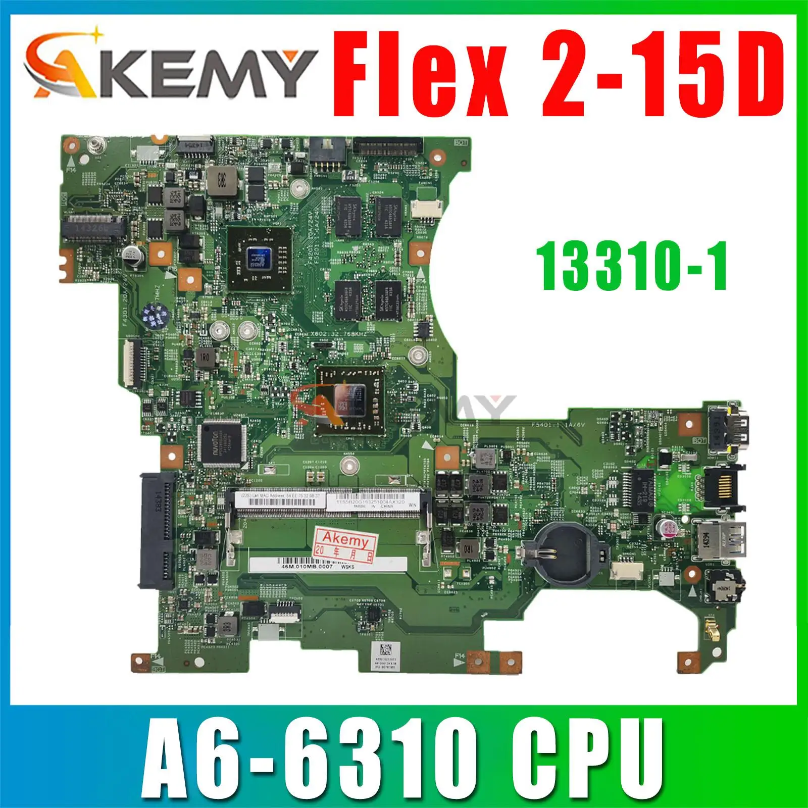 

13310-1 Mainboard 448.01001.0011 Motherboard For Lenovo Flex 2-15D laptop motherboard with A6-6310 CPU 100% test OK